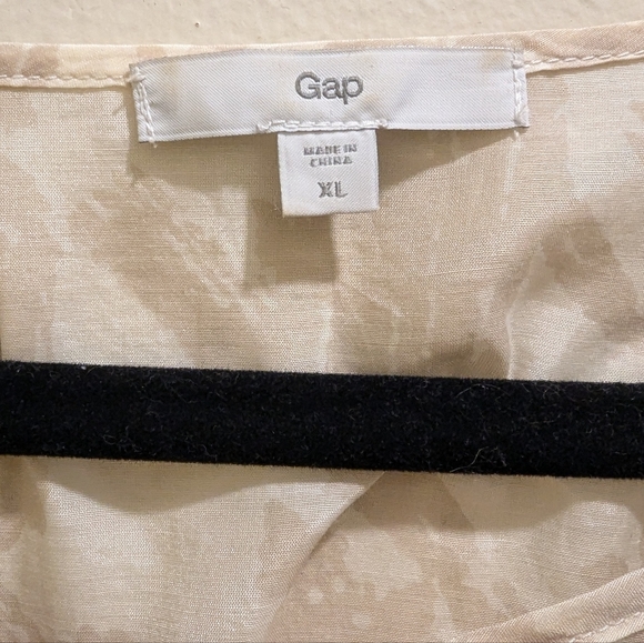 GAP Cotton Silk Cream Beige Tunic Button Front 3/4 Sleeve Brush Stroke Print- XL - Picture 9 of 11